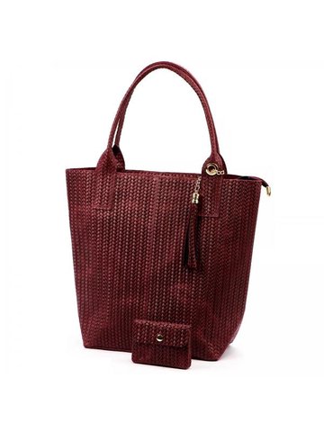 Damska Torebka Skórzana A4 Luka 26-028 TOREBKA+PORTFEL bordo