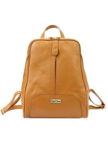 Plecak Damski MiaMore 2001 DOLLARO Skórzany Camel Duży z Regulowanymi Ramionami i Złotymi Okuciami