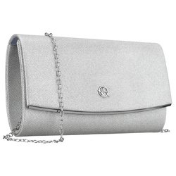 Srebrna, elegancka torebka damska wykonana z tkaniny syntetycznej zamykana klipsem magnetycznym - Rovicky