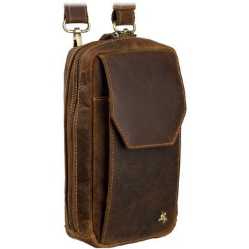 Brązowa Skórzana Torba Męska Visconti S-45 z Regulowanym Paskiem i Kieszenią na Telefon