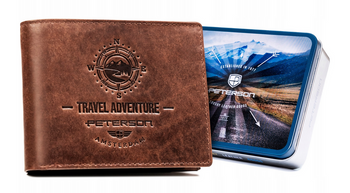 Skórzany portfel męski z ozdobnym tłoczeniem Peterson