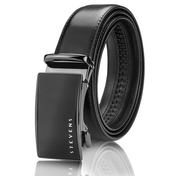 Elegancki pasek męski Stevens  skóra naturalna, czarny, automatyczna klamra