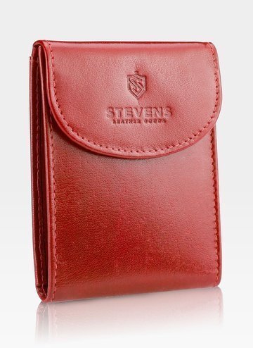 STEVENS Skórzane etui na karty dokumenty wizytówki Czerwone