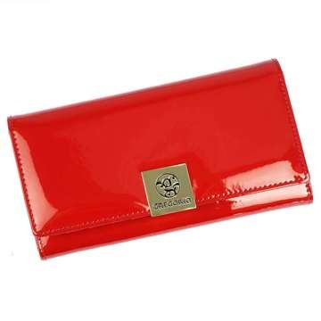 Portfel Damski Gregorio LS-100 Czerwony Skóra Naturalna Poziomy Duży RFID Secure
