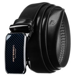 Skórzany pasek męski w czarnym kolorze z automatyczną klamrą - Peterson