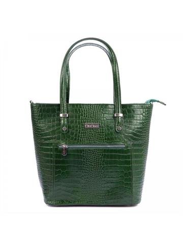 Torebka Skórzana MiaMore COCO Shopperbag Krokodyl Ciemnozielona Ze Skóry Naturalnej