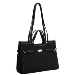 Czarna torebka damska zamykana klipsem magnetycznym, zawieszona na wygodnych uchwytach - Peterson