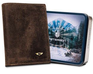 Skórzany portfel męski na karty z ochroną RFID Protect Peterson