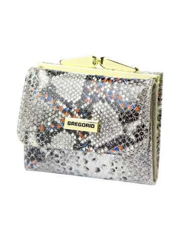 Portfel Damski Gregorio SN-126 Skórzany Popiel i Pomarańcz z Zabezpieczeniem RFID