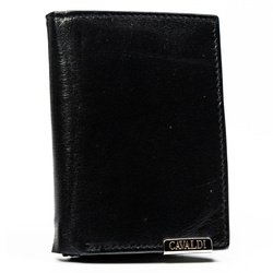 Klasyczny, pionowy portfel męski ze skóry naturalnej w czarnym kolorze - 4U Cavaldi