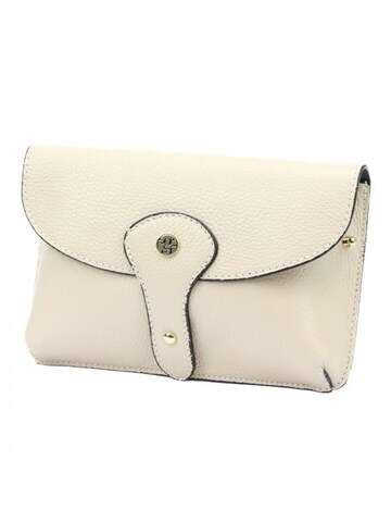 Torebka Damska Gregorio 1713 DOLLARO Skóra Naturalna Beżowa Listonoszka Złote Okucia