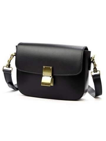 Torebka Damska Skórzana Luka 24-057 Czarna Listonoszka Crossbody