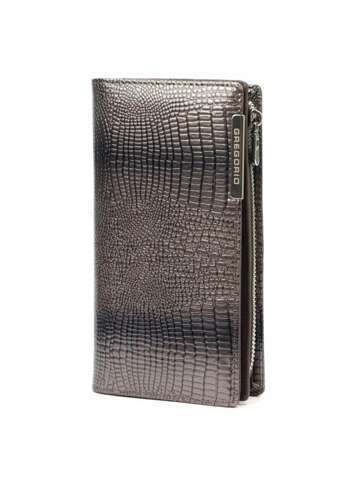 Portfel Damski Gregorio GF124 Skórzany Popiel z Zabezpieczeniem RFID i Srebrnymi Okuciami