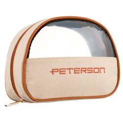 Beżowo-brązowa kosmetyczka z tkaniny syntetycznej z przezroczystym panelem, zamykana suwakiem - Peterson