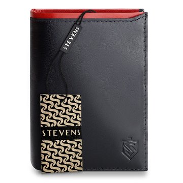 Portfel Męski Skórzany Z Rozkładanym Panelem STEVENS PREMIUM RFID Czarny