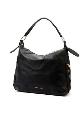 Czarna torebka eko Pierre Cardin WX10 9555 średnia do ręki na ramię