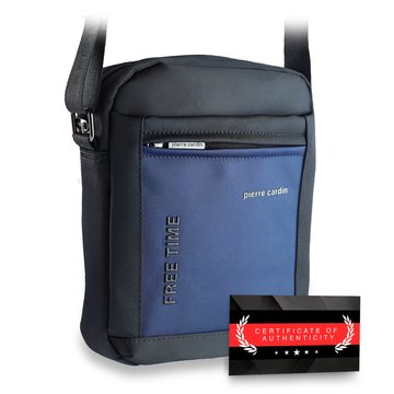 Pierre Cardin 1721 ALAN09 czarna niebieska saszetka męska na ramię Certyfikat