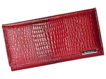 Portfel Damski Jennifer Jones 5288-2 Skóra Naturalna Lakierowana Czerwony Poziomy Duży