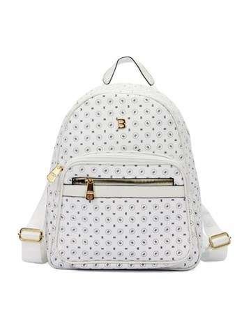 Plecak Damski BRICIOLE 4051 EkoSkóra Biały Średni Z Złotymi Okuciami