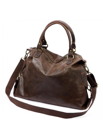 Damska Torebka Skórzana A4 Luka 26-014 ciemny brąz