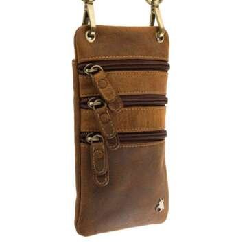 Skórzana Męska Pouch na Podróże Visconti S-4 z Trzema Kieszeniami Brązowy Nubuk