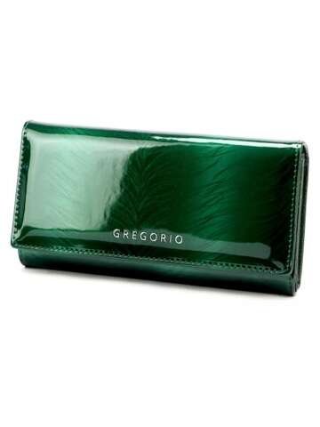 Skórzany portfel damski Gregorio FF-102 zielony RFID duży poziomy