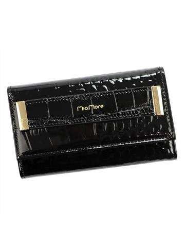 Etui Skórzane na Telefon iPhone 13 Pro MiaMore Czarne Klasyczne z Złotymi Okuciami i Łańcuszkiem