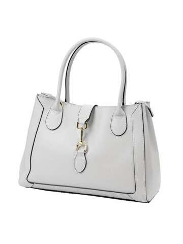 Damska Torebka Skórzana Luka 24-029 PELLAMI Popiel Shopperbag z Dodatkowym Paskiem