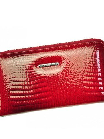 Portfel Damski Skórzany Jennifer Jones 5295-2 Czerwony Duży Poziomy