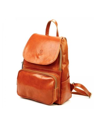 Damski skórzany plecak Florence 2007 camel-1 na ramię elegancki średni