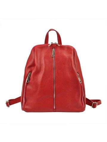 Plecak Damski Patrizia Elegancja Skóra Naturalna Czerwony z Regulowanymi Ramionami i Dodatkowymi Kieszeniami