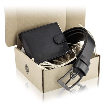 Zestaw Prezentowy STEVENS Portfel i Pasek w pudełku na prezent Dla Taty Dla Syna