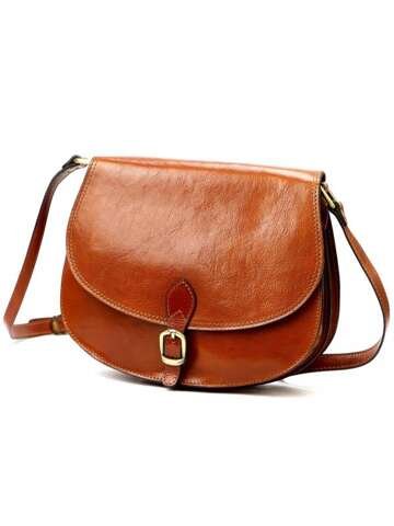 Torebka Damska Skórzana Florence 21 TAMP Camel Mała Listonoszka przez Ramię