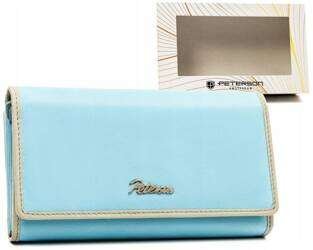 Pojemny, skórzany portfel damski na zatrzask i suwak Peterson