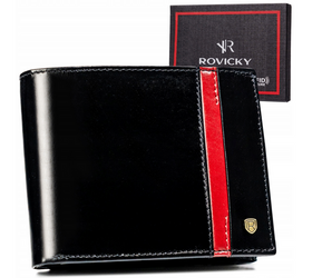 Duży, elegancki portfel męski ze skóry naturalnej Rovicky