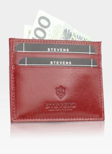 Etui Skórzane Na Karty SLIM Portfe  Cardholder Stevens Czerwone