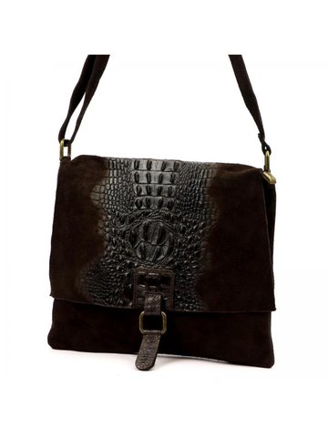 Damska Torebka Skórzana Luka 26-076 CROCO ciemny brąz